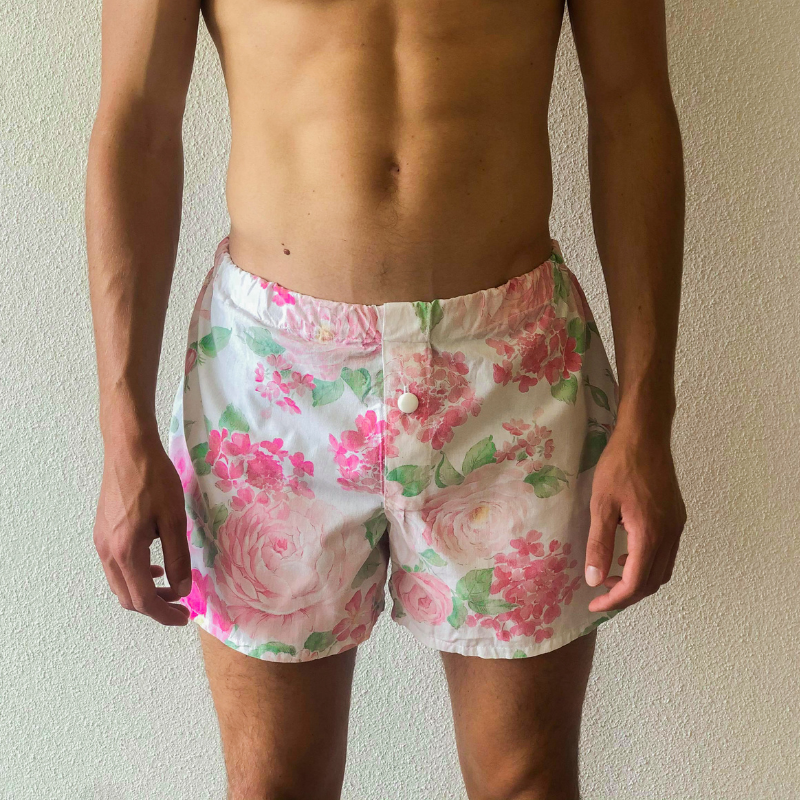 Caleçon Upcyclé Uni Blanc et Rose