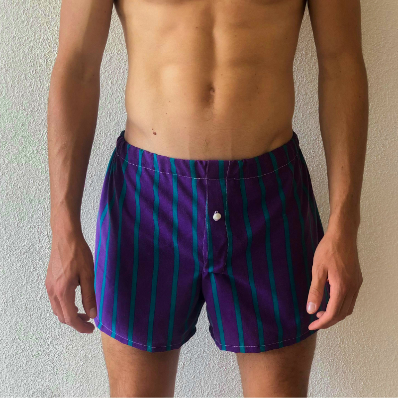 Caleçon Upcyclé Uni Violet et Vert