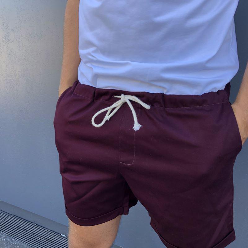 Combishort Homme Toile Bordeaux