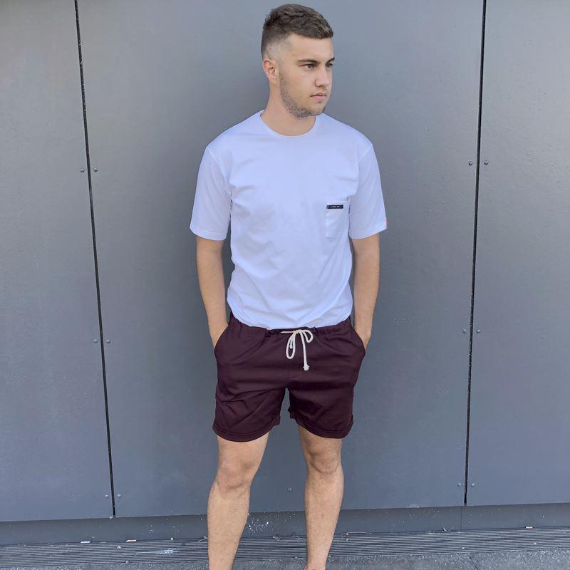 Combishort Homme Toile Bordeaux