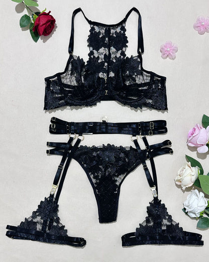 Ensemble Lingerie Raffiné Push-Up - 4 Pièces avec Armatures