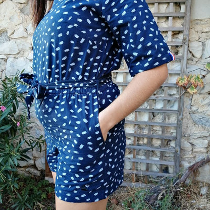 Combishort Femme Bleu et Blanc