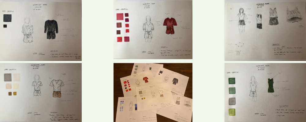 Dessin techniques combishort femme