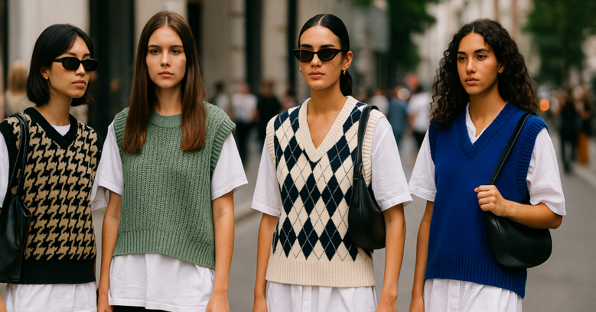 Le grand retour du pull sans manches… en plein été (merci les looks streetwear)