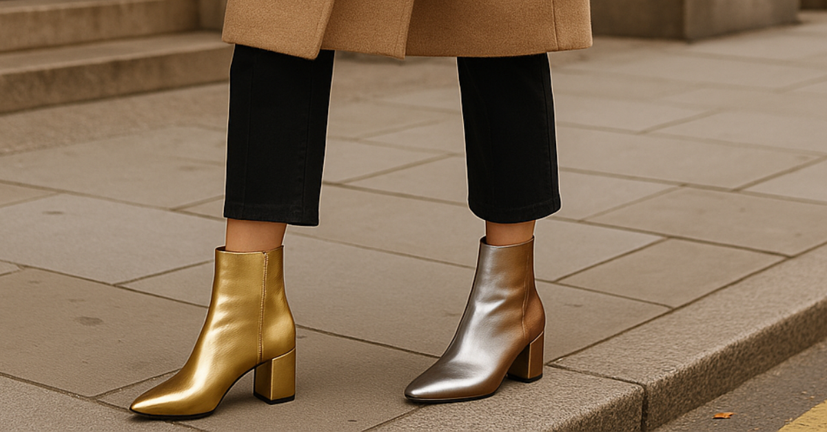 Les bottines métalliques : l’accessoire qui illumine les looks hivernaux